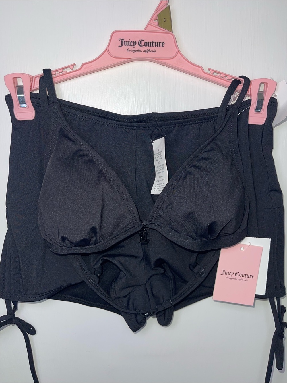 NWT Juicy Couture Black Triangle Bra & Matching Boy Shorts Bathing Suit